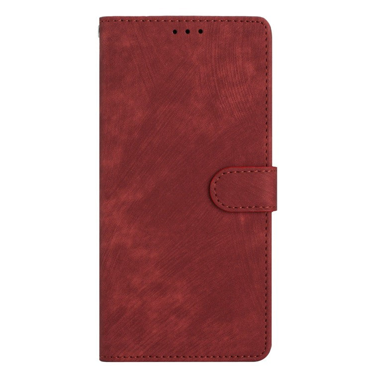 For Xiaomi Poco C75 4G / Redmi 14R 5G / 14C 4G Case with Card Clots Skin-Touch PU Leather Phone Cover Stand - Red