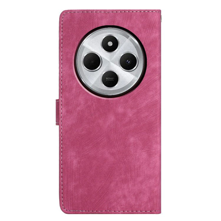 For Xiaomi Poco C75 4G / Redmi 14R 5G / 14C 4G Case with Card Clots Skin-Touch PU Leather Phone Cover Stand - Rose