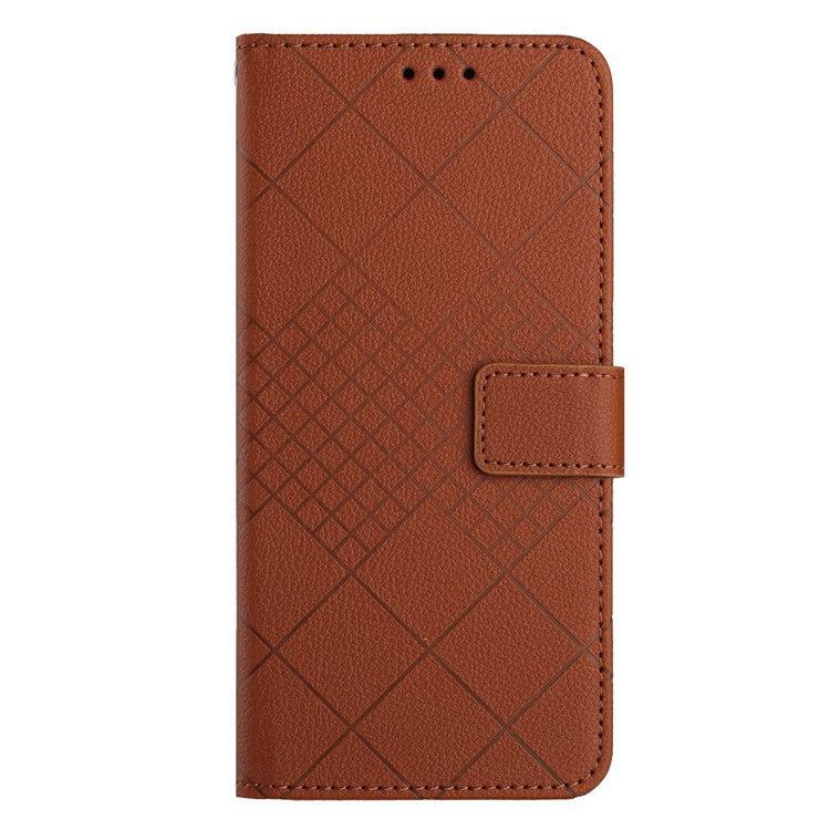 HT06 For Xiaomi Poco C75 4G / Redmi 14R 5G / 14C 4G Wallet Phone Case Imprint PU Leather Flip Folio Cover - Brown