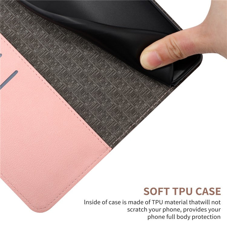 HT06 For Motorola Edge 50 Neo 5G / Moto S50 5G / Thinkphone 25 5G Wallet Phone Case Imprint PU Leather Flip Folio Cover - Pink
