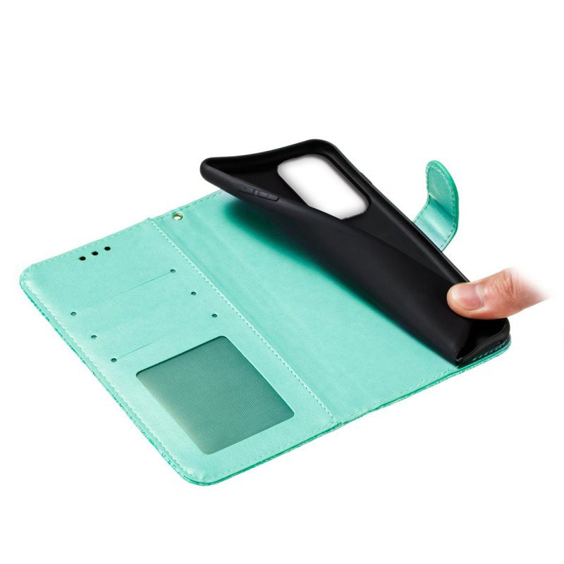 For Samsung Galaxy A16 5G / A16 4G Case Lace Flowers PU Leather Flip Wallet Phone Cover - Green