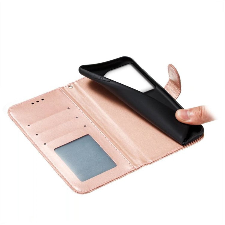 For OnePlus Ace 3 5G Case Lace Flowers PU Leather Flip Wallet Phone Cover - Rose Gold