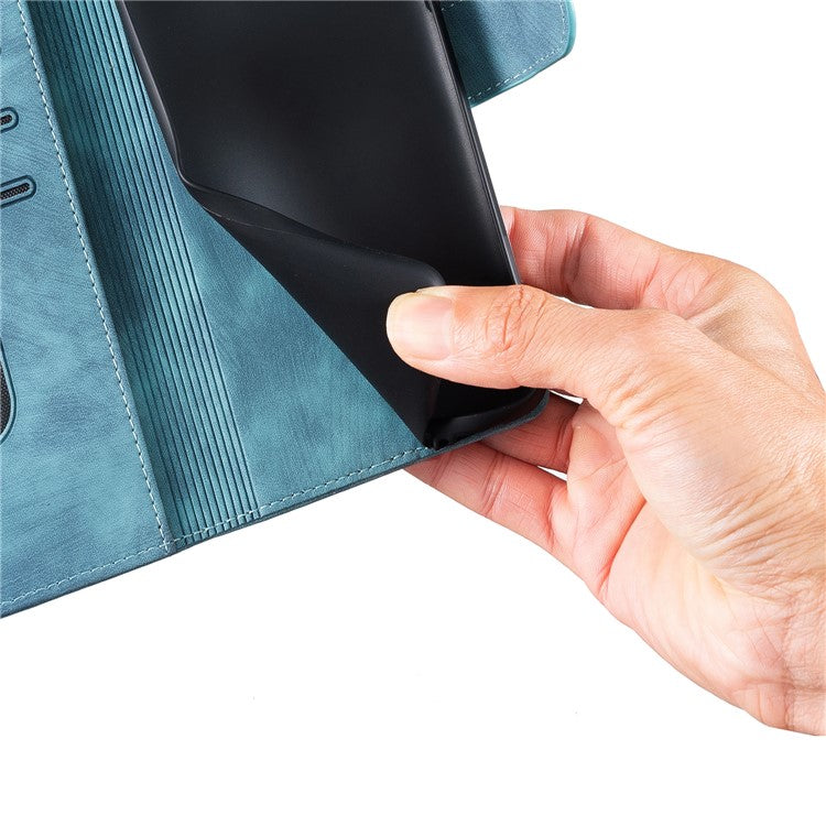 For iPhone 16 Case Heart Cat Folding Stand PU Leather Phone Cover - Blue