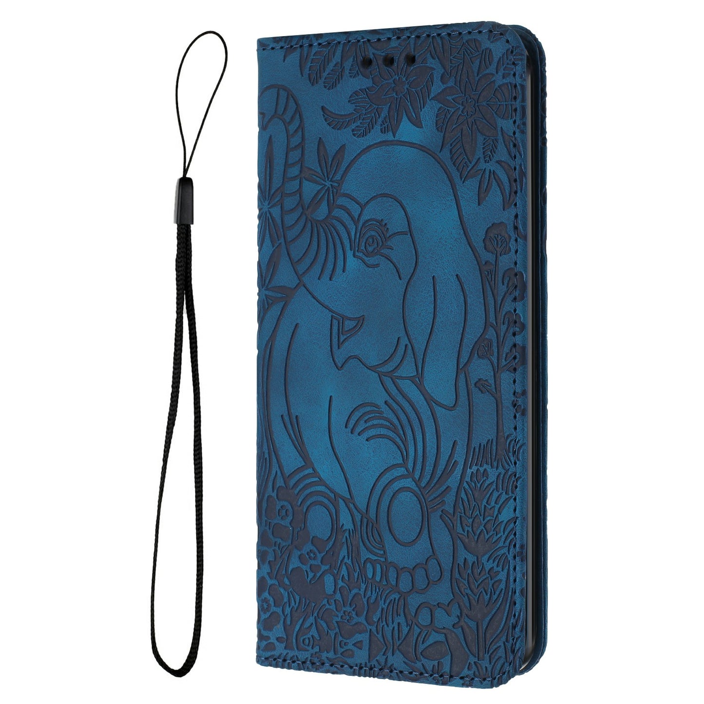 For Samsung Galaxy A16 5G / A16 4G Case PU Leather Wallet Phone Cover Elephant Pattern - Blue