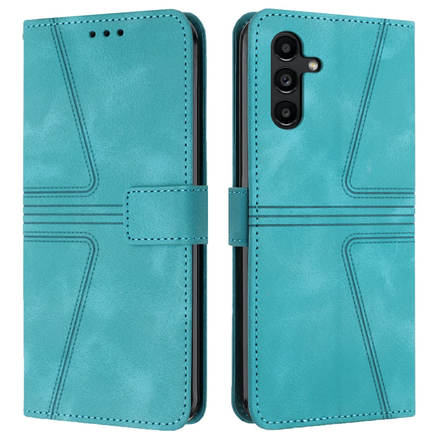 For Samsung Galaxy A16 5G / A16 4G Case Triangle Imprinted Anti-Scratch Phone Wallet Cover - Green