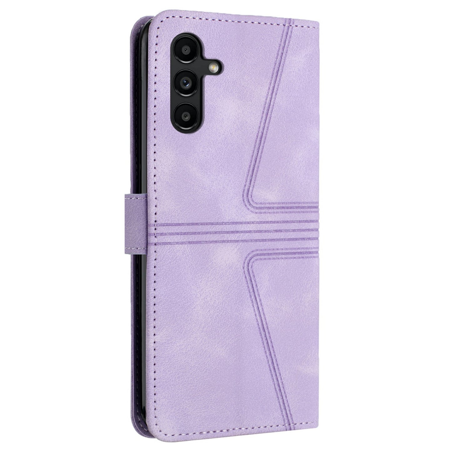 For Samsung Galaxy A16 5G / A16 4G Case Triangle Imprinted Anti-Scratch Phone Wallet Cover - Purple