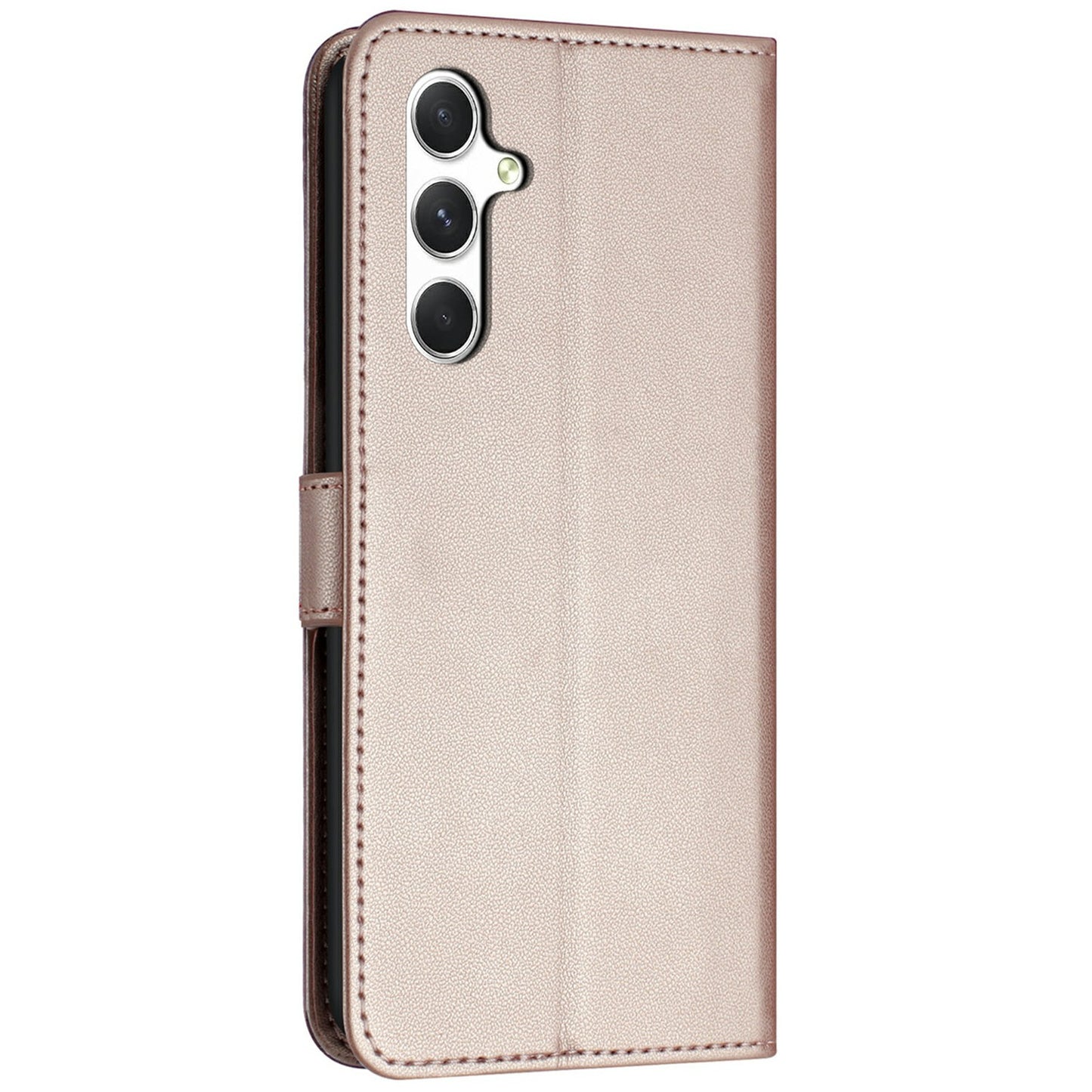 For Samsung Galaxy A16 5G / A16 4G Wallet Phone Case Leather Stand Cover with Strap - Rose Gold