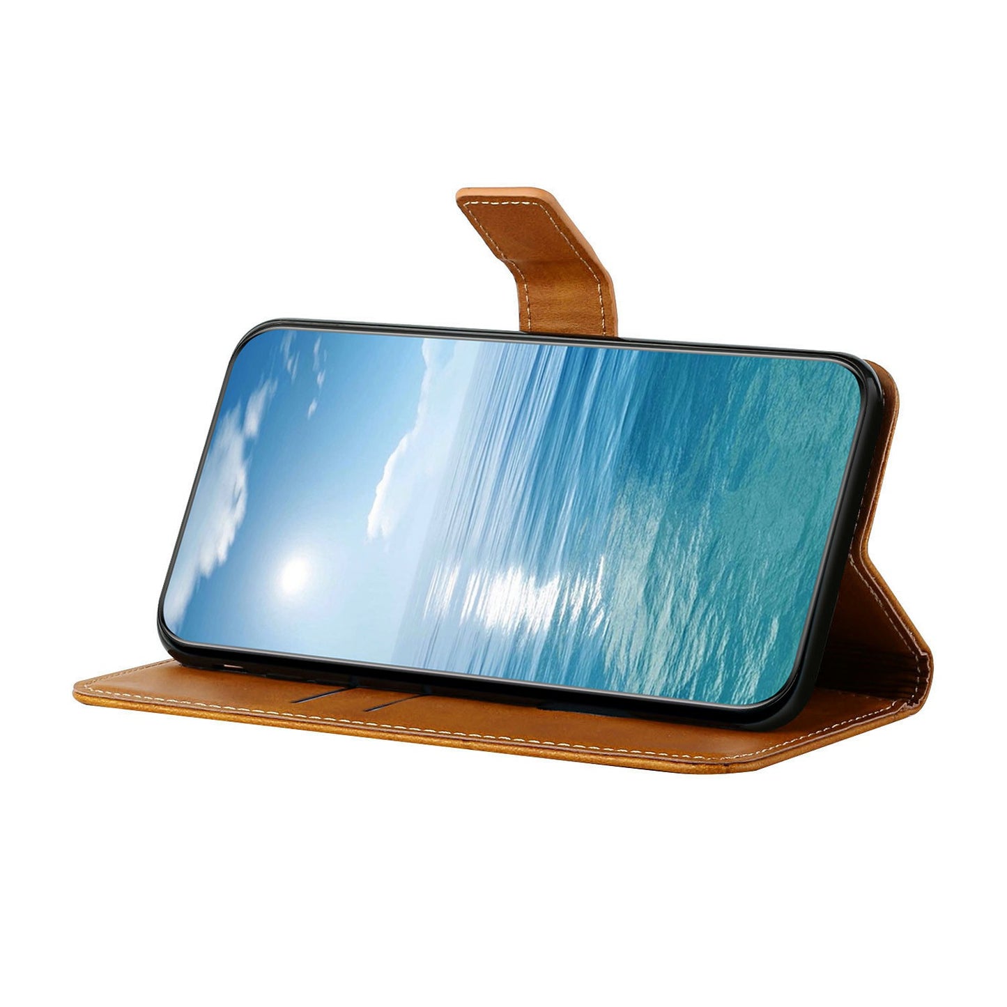 For Samsung Galaxy A16 5G / A16 4G Leather Case Line Pattern Wallet Phone Cover - Yellow