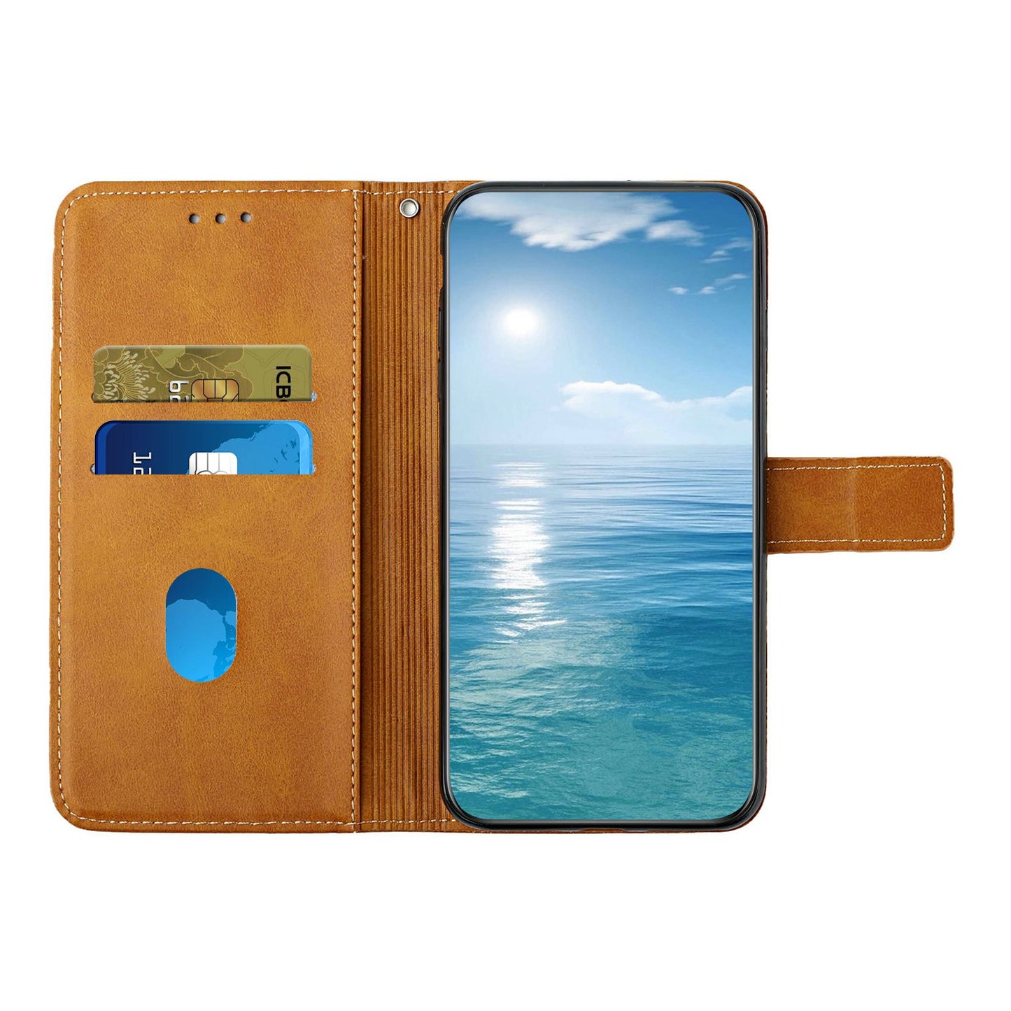 For Samsung Galaxy A16 5G / A16 4G Leather Case Line Pattern Wallet Phone Cover - Yellow