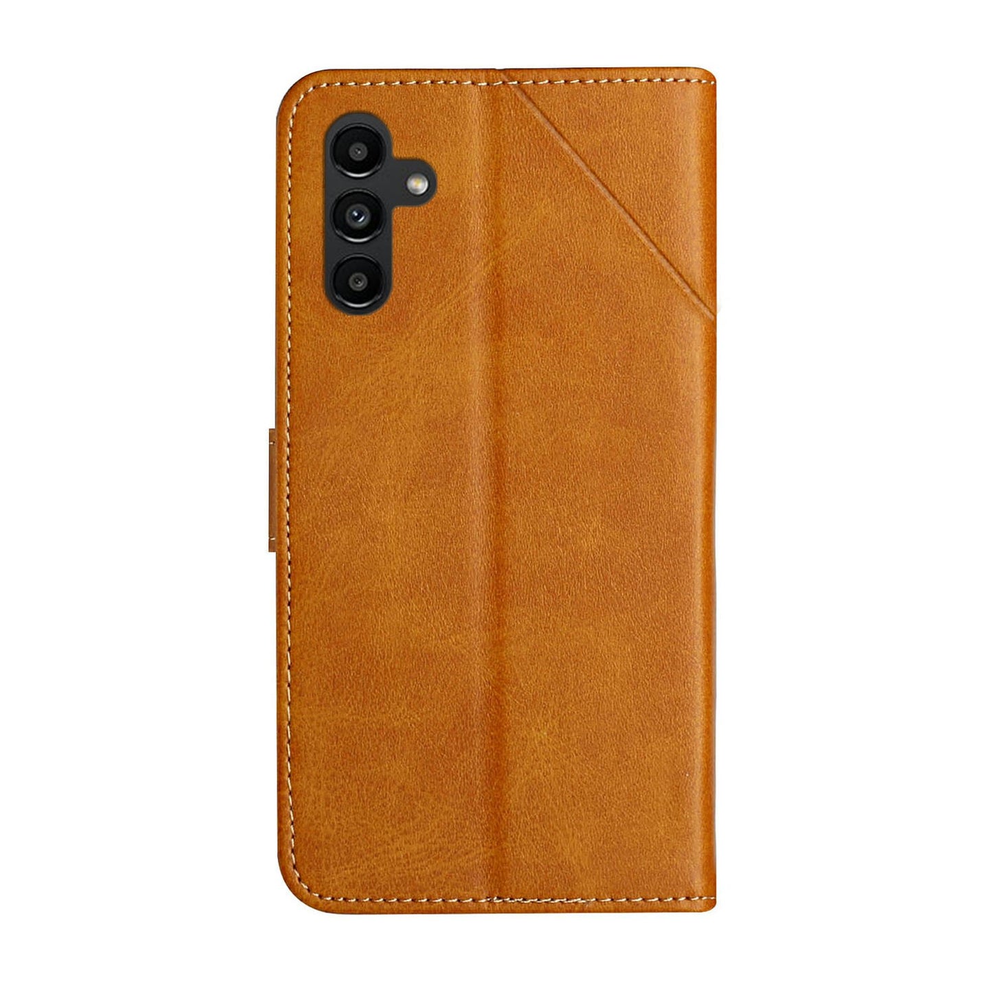 For Samsung Galaxy A16 5G / A16 4G Leather Case Line Pattern Wallet Phone Cover - Yellow