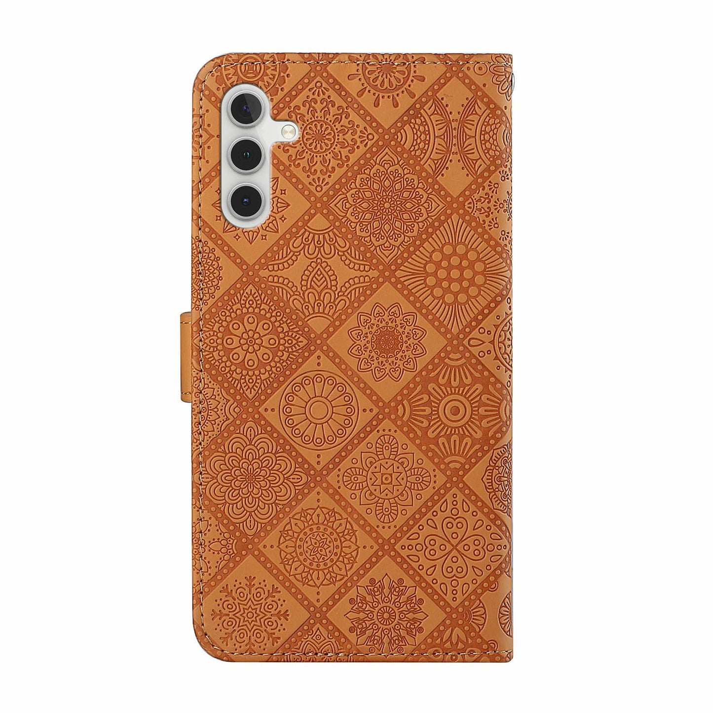 For Samsung Galaxy A16 5G / A16 4G Leather Case Ethnic Style Phone Wallet Cover with Strap - Brown