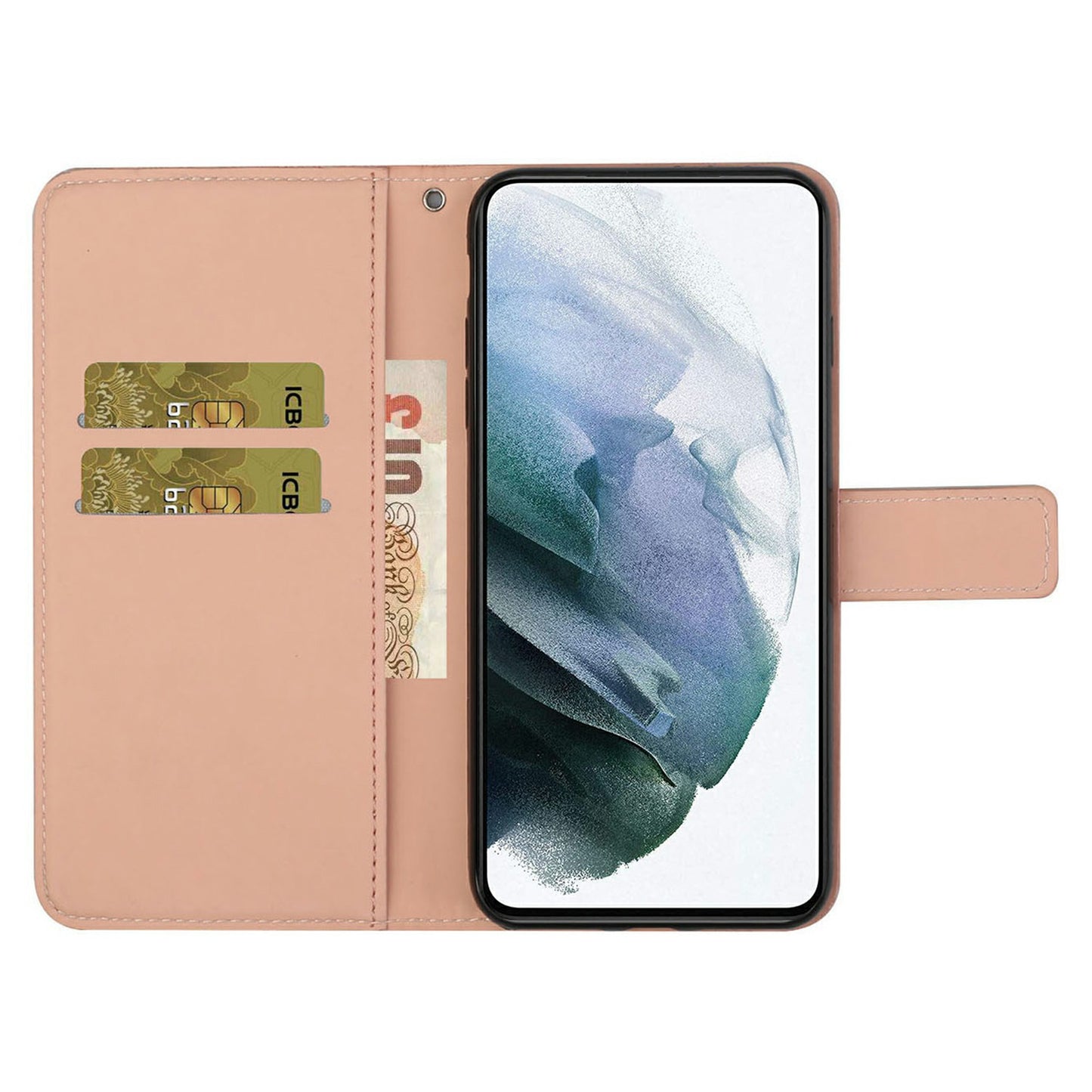 For Samsung Galaxy A16 5G / A16 4G Leather Case Ethnic Style Phone Wallet Cover with Strap - Pink