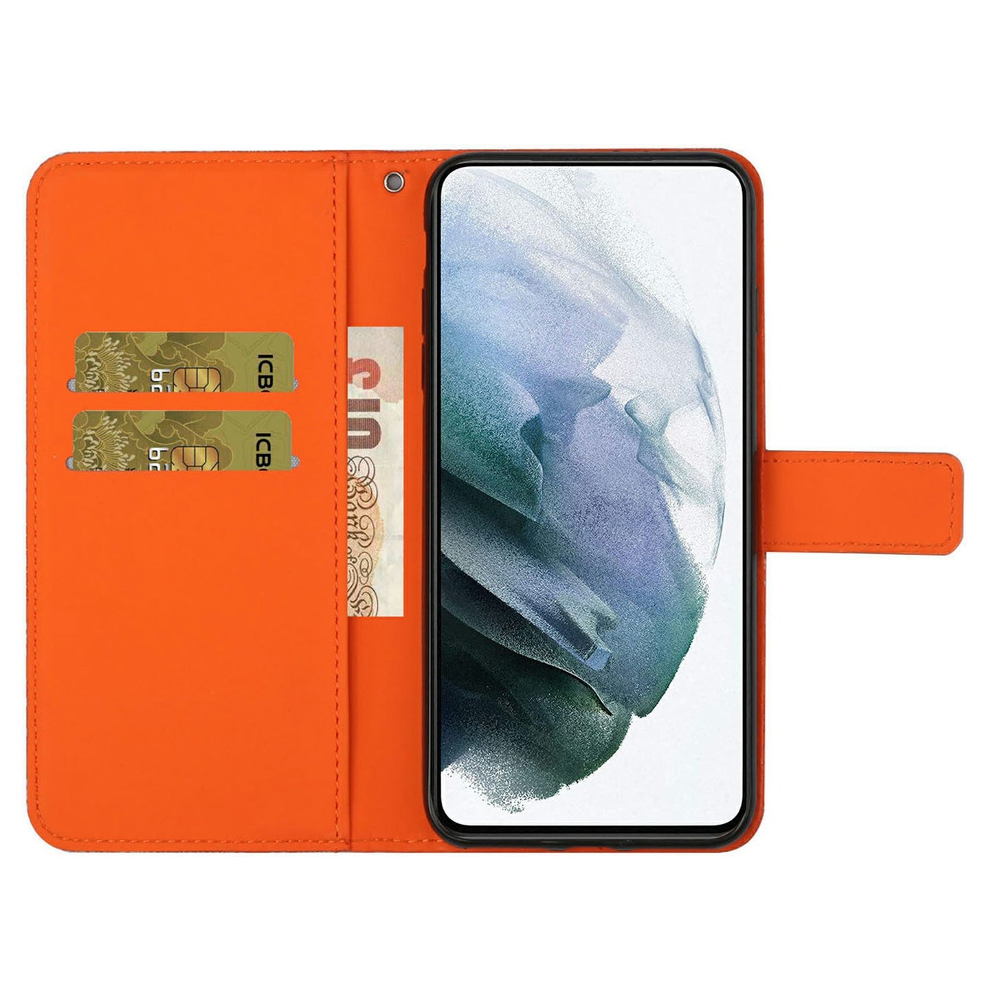 For Samsung Galaxy A16 5G / A16 4G Leather Case Ethnic Style Phone Wallet Cover with Strap - Orange