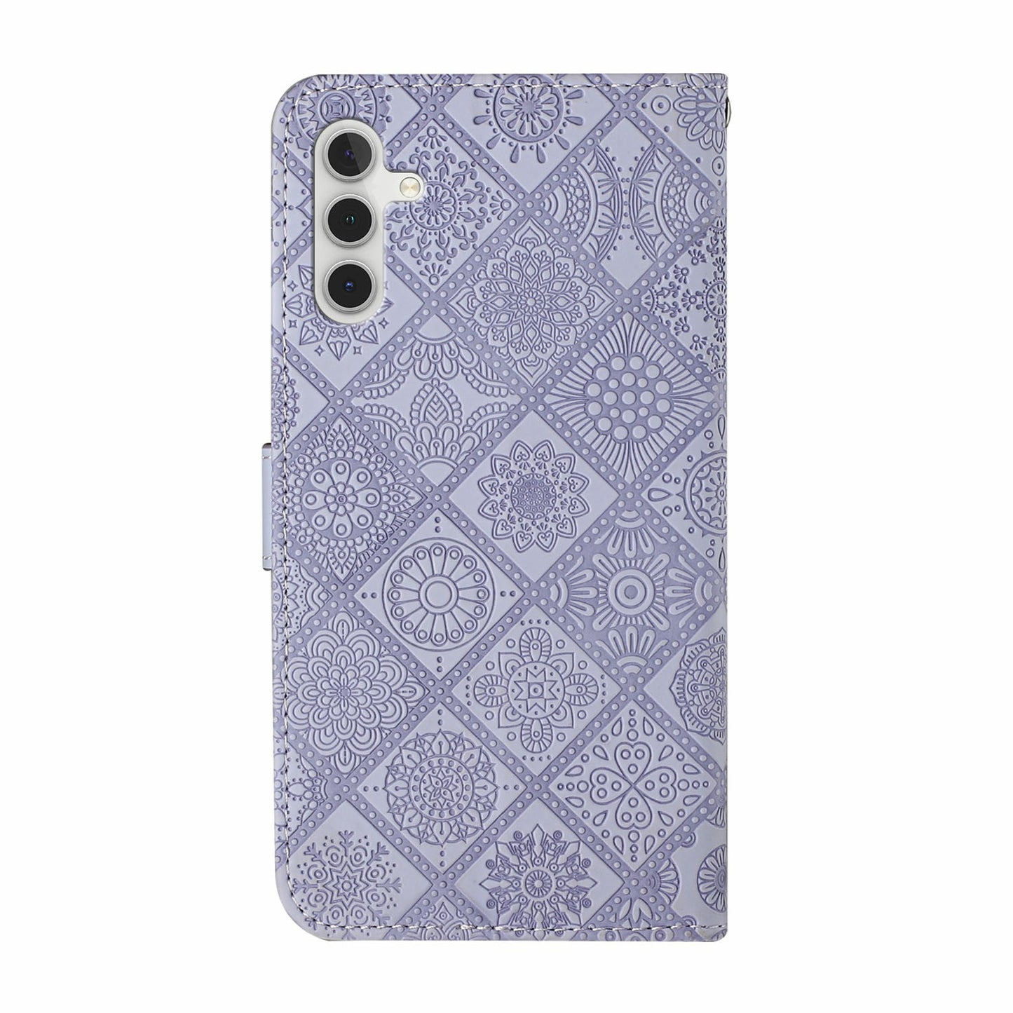 For Samsung Galaxy A16 5G / A16 4G Leather Case Ethnic Style Phone Wallet Cover with Strap - Purple