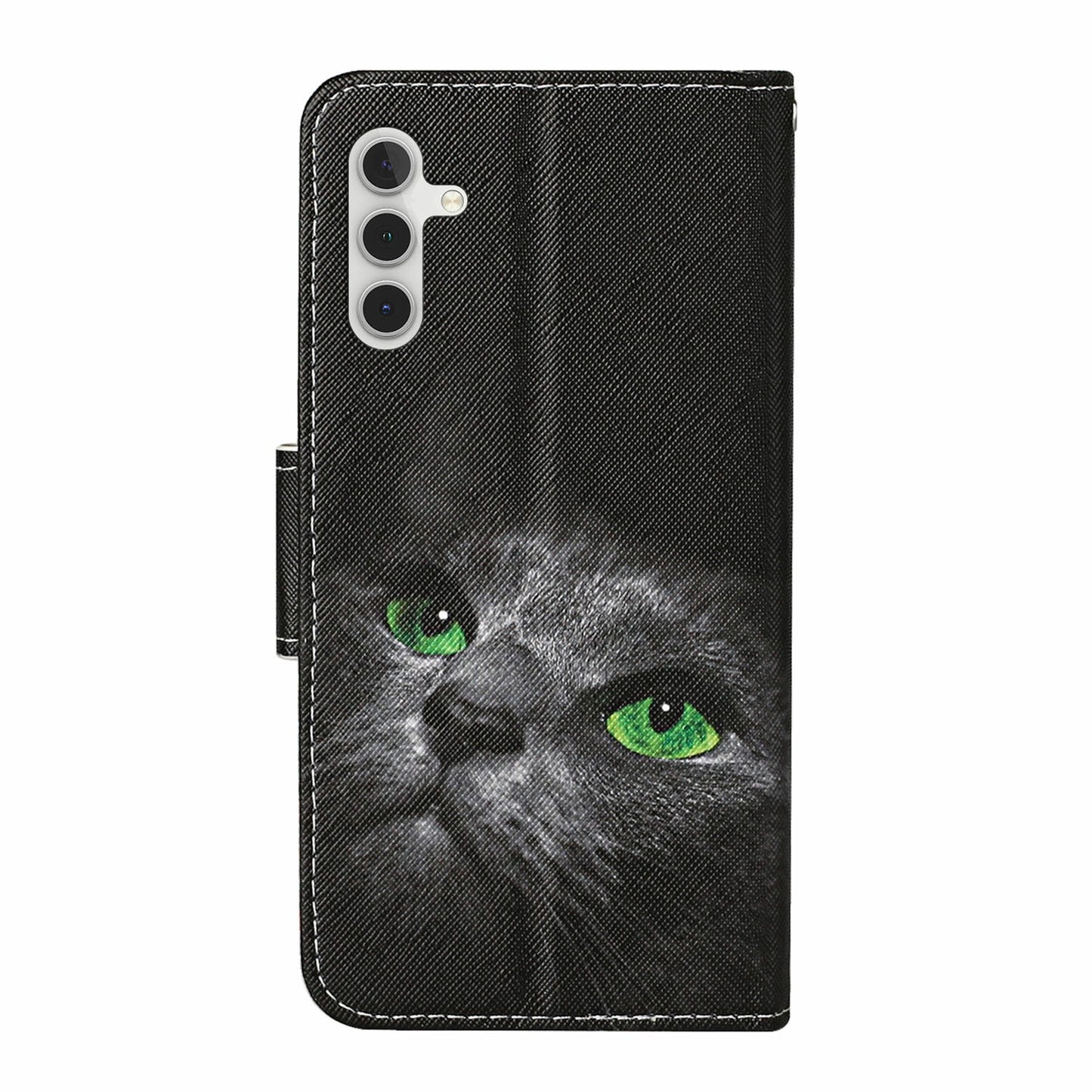 For Samsung Galaxy A16 5G / A16 4G Case Pattern Printing Protective Leather Folio Phone Cover - Black Cat