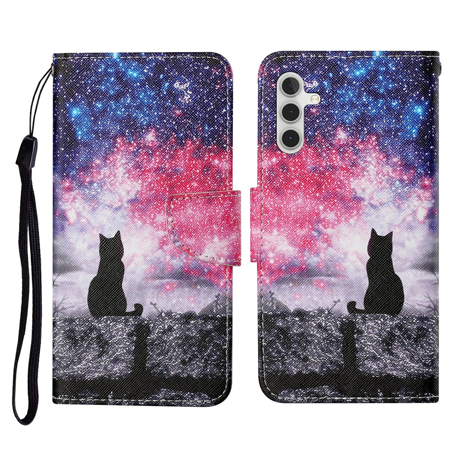 For Samsung Galaxy A16 5G / A16 4G Case Pattern Printing Protective Leather Folio Phone Cover - Galaxy Cat