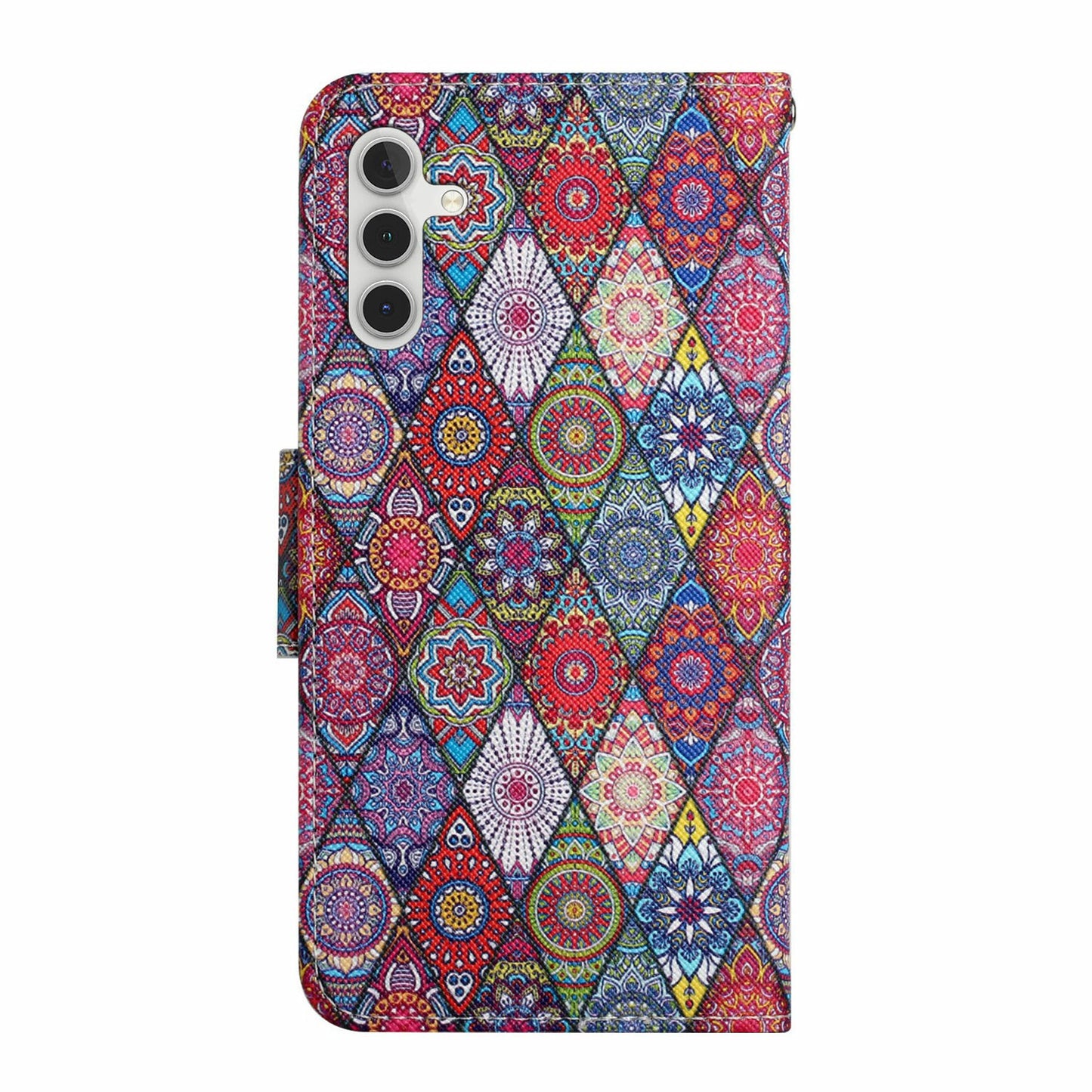 For Samsung Galaxy A16 5G / A16 4G Case Pattern Printing Protective Leather Folio Phone Cover - Rhombus Kaleidoscope
