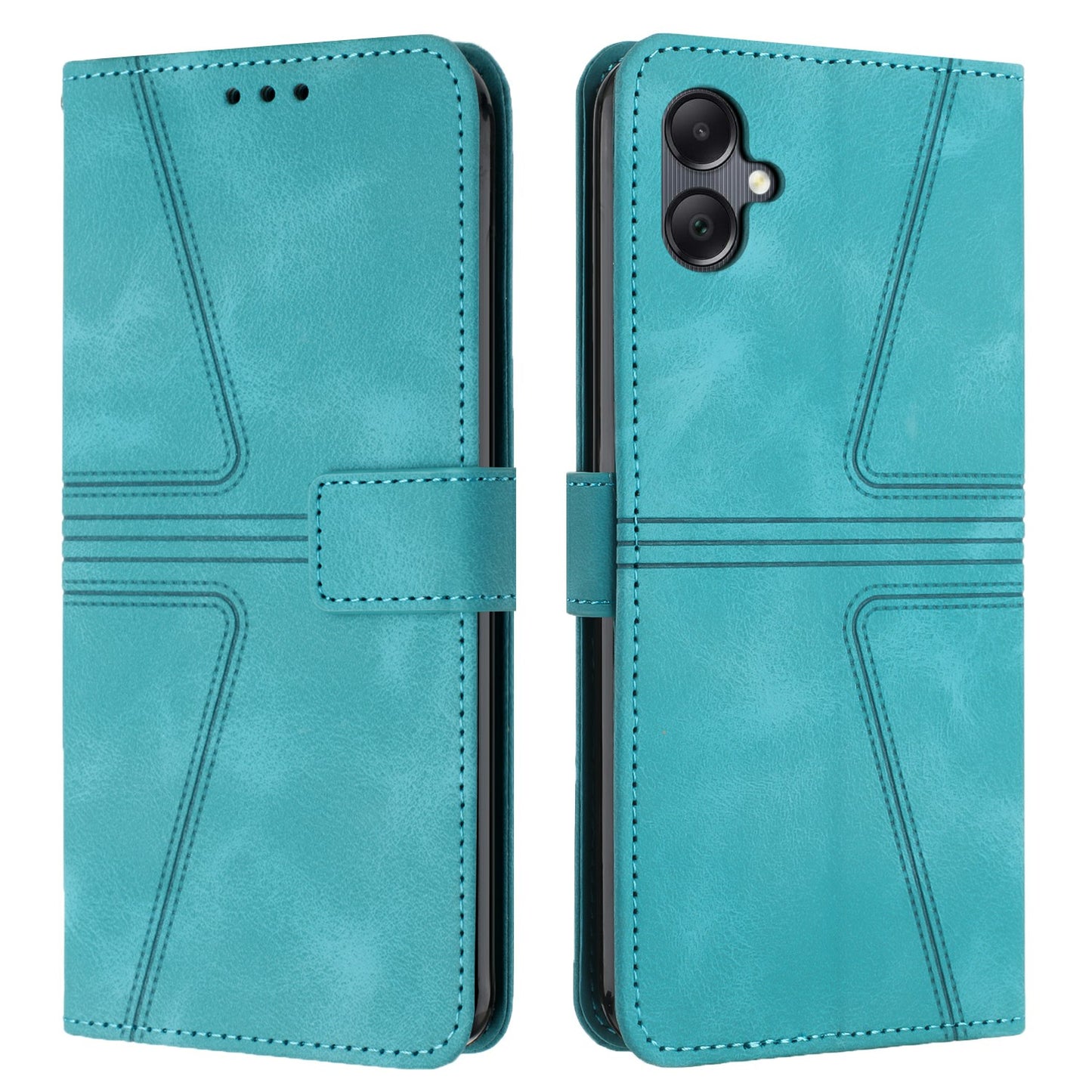 For Samsung Galaxy A06 Case Triangle Imprinted Anti-Scratch Phone Wallet Cover - Green