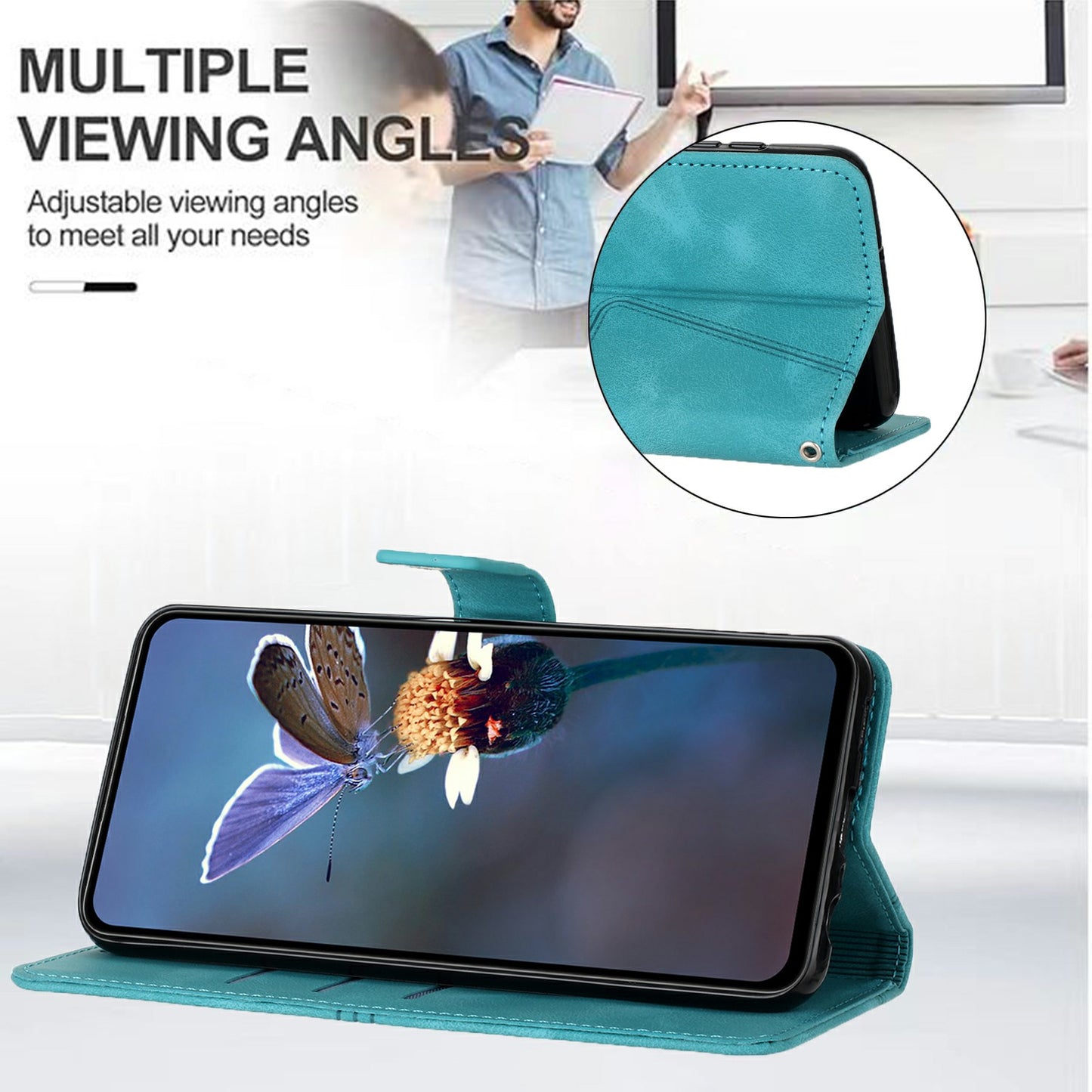 For Samsung Galaxy A06 Case Triangle Imprinted Anti-Scratch Phone Wallet Cover - Green