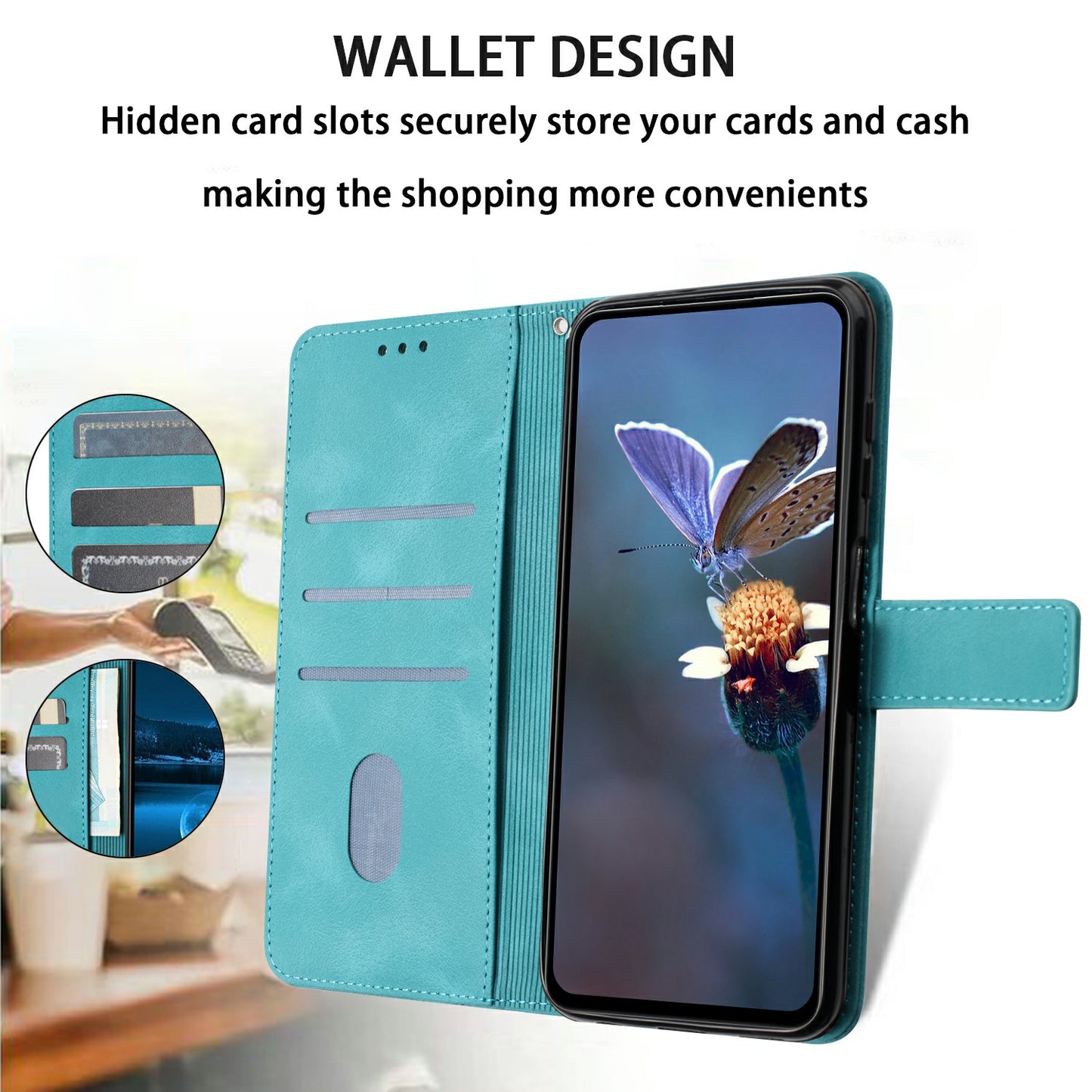 For Samsung Galaxy A06 Case Triangle Imprinted Anti-Scratch Phone Wallet Cover - Green