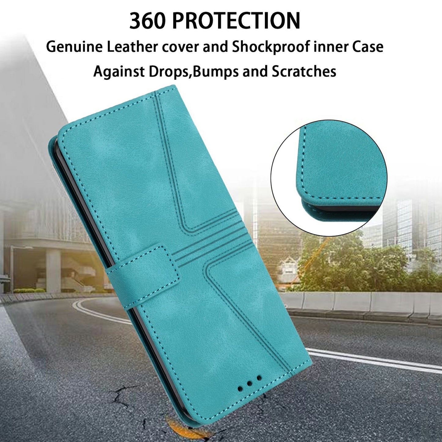 For Samsung Galaxy A06 Case Triangle Imprinted Anti-Scratch Phone Wallet Cover - Green
