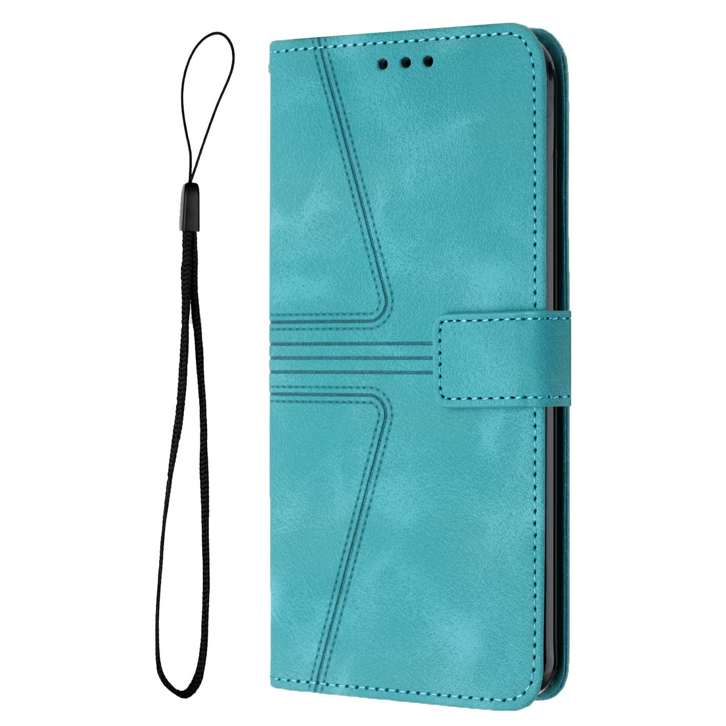 For Samsung Galaxy A06 Case Triangle Imprinted Anti-Scratch Phone Wallet Cover - Green