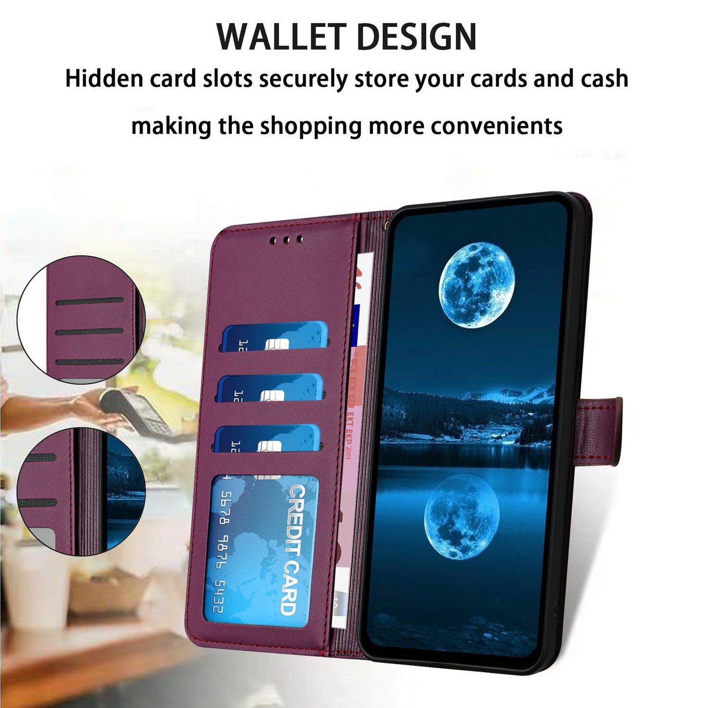 For Samsung Galaxy A06 Wallet Phone Case Leather Stand Cover with Strap - Purple