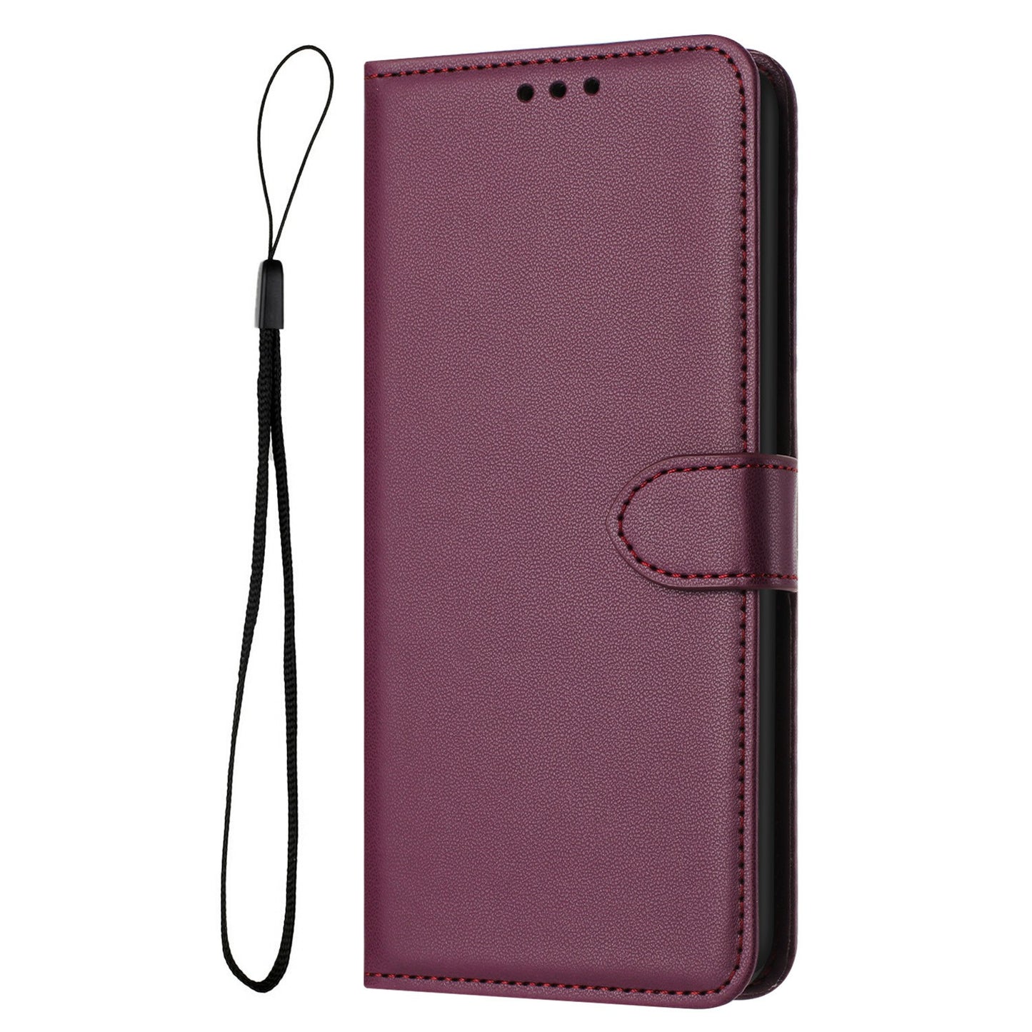 For Samsung Galaxy A06 Wallet Phone Case Leather Stand Cover with Strap - Purple