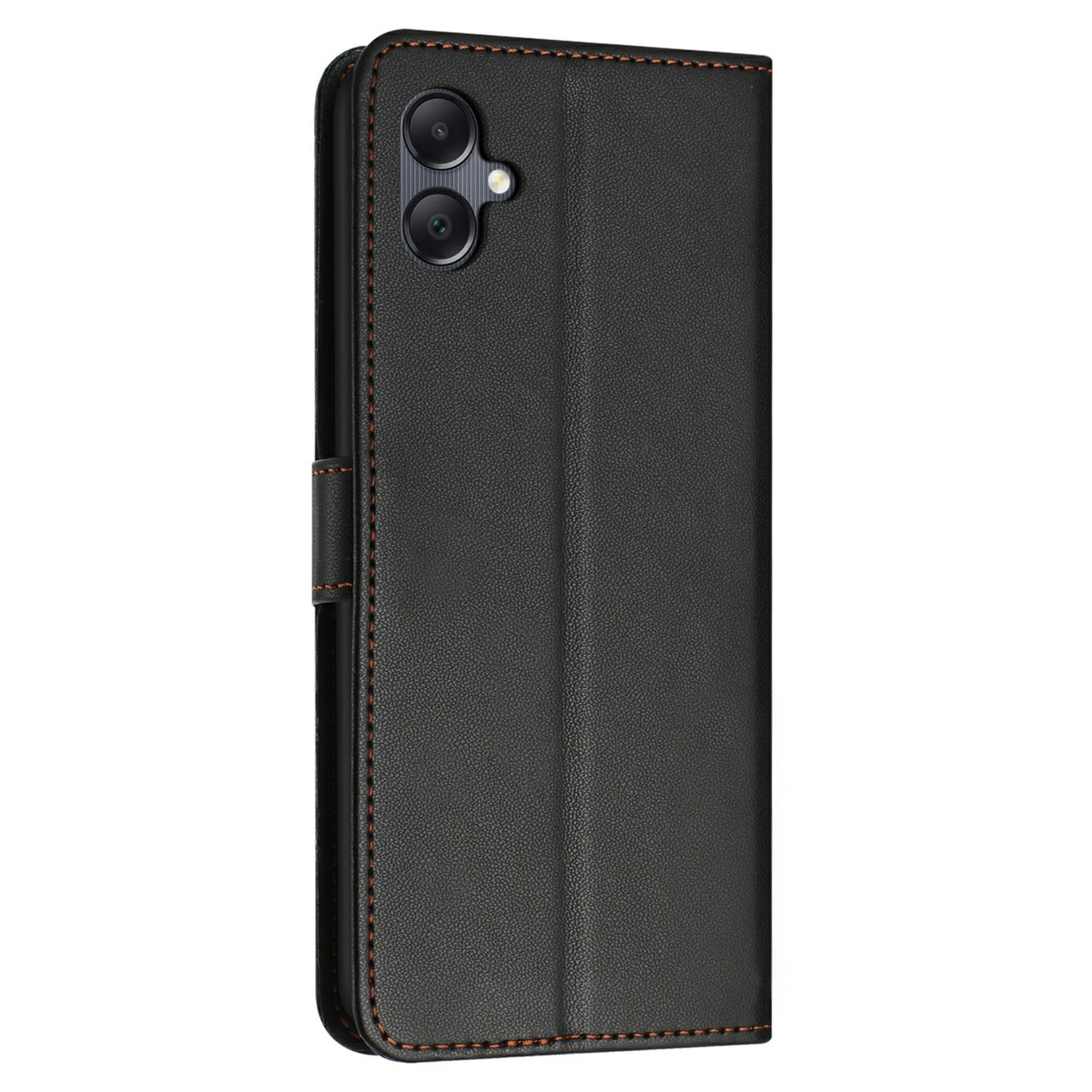 For Samsung Galaxy A06 Wallet Phone Case Leather Stand Cover with Strap - Black