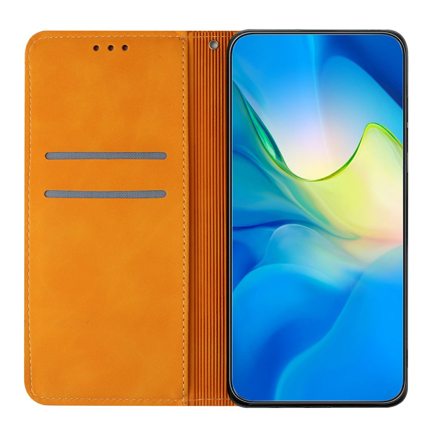 For Samsung Galaxy A06 Case Imprinted Flower Wallet Stand Leather Phone Cover - Yellow