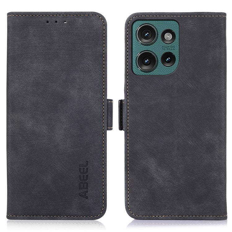 ABEEL For Motorola Edge 50 Neo 5G / Moto S50 5G / Thinkphone 25 5G Case Retro Leather Phone Cover Wallet Stand View - Black