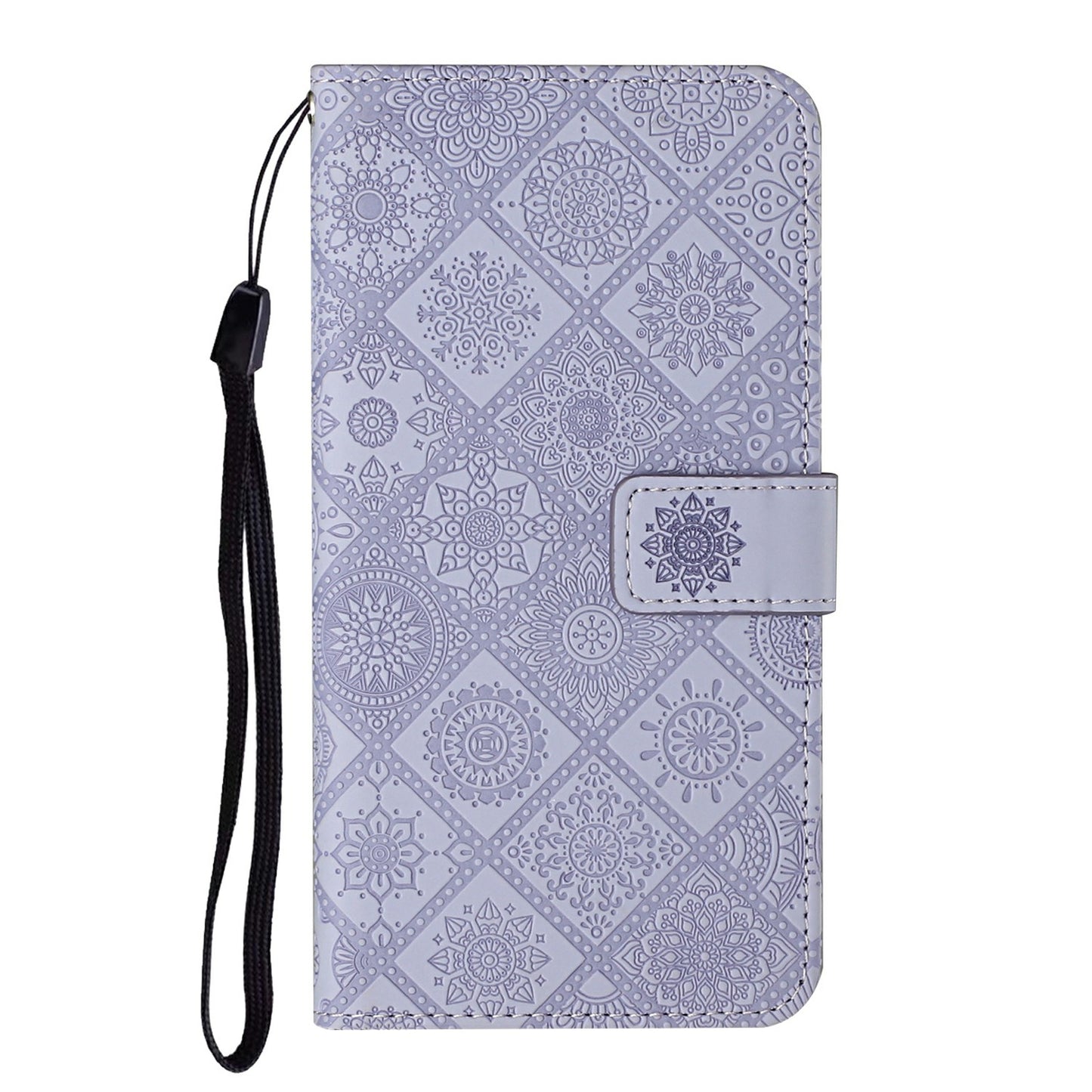 For Samsung Galaxy A06 Leather Case Ethnic Style Phone Wallet Cover with Strap - Purple