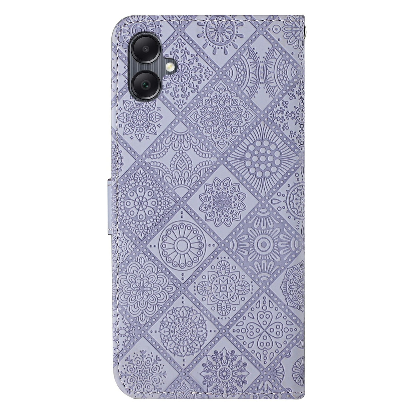 For Samsung Galaxy A06 Leather Case Ethnic Style Phone Wallet Cover with Strap - Purple