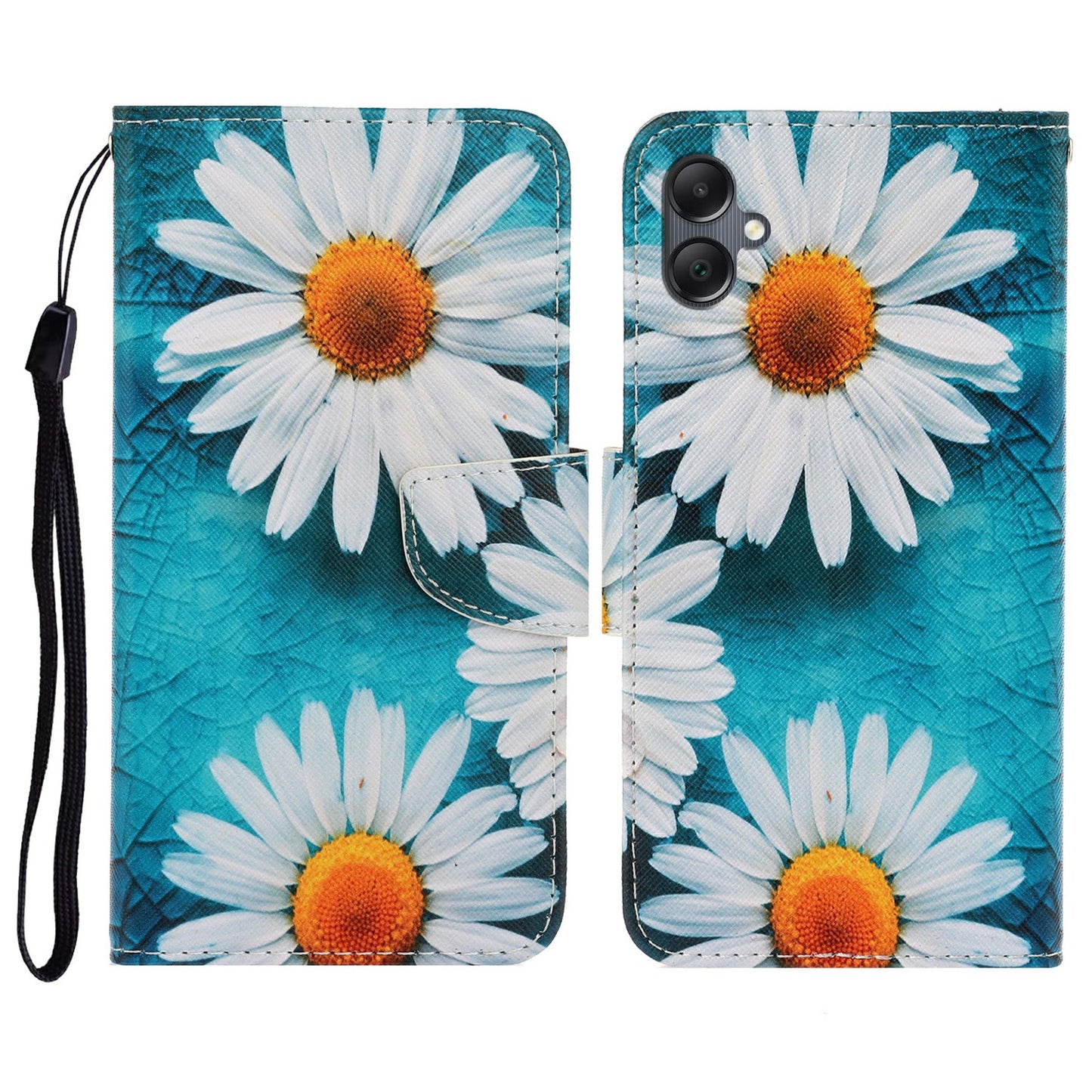 For Samsung Galaxy A06 Case Pattern Printing Protective Leather Folio Phone Cover - Chrysanthemum