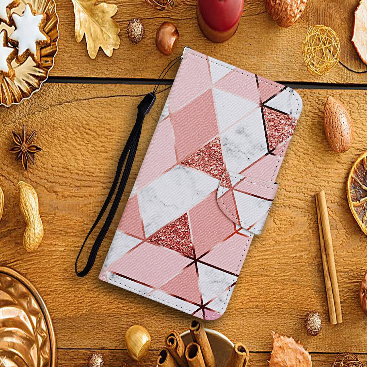 For Samsung Galaxy A06 Case Pattern Printing Protective Leather Folio Phone Cover - Marble