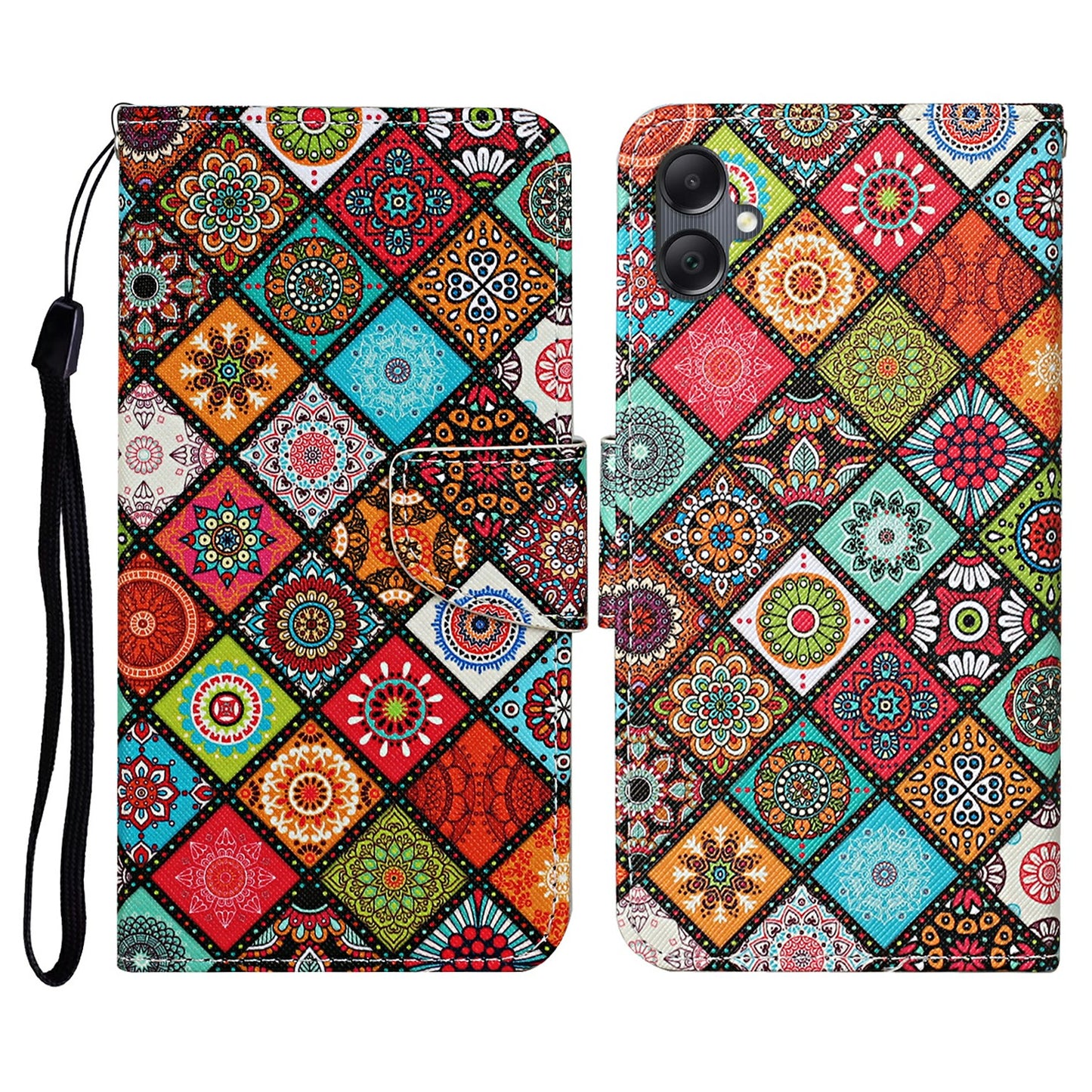 For Samsung Galaxy A06 Case Pattern Printing Protective Leather Folio Phone Cover - Ethnic Style