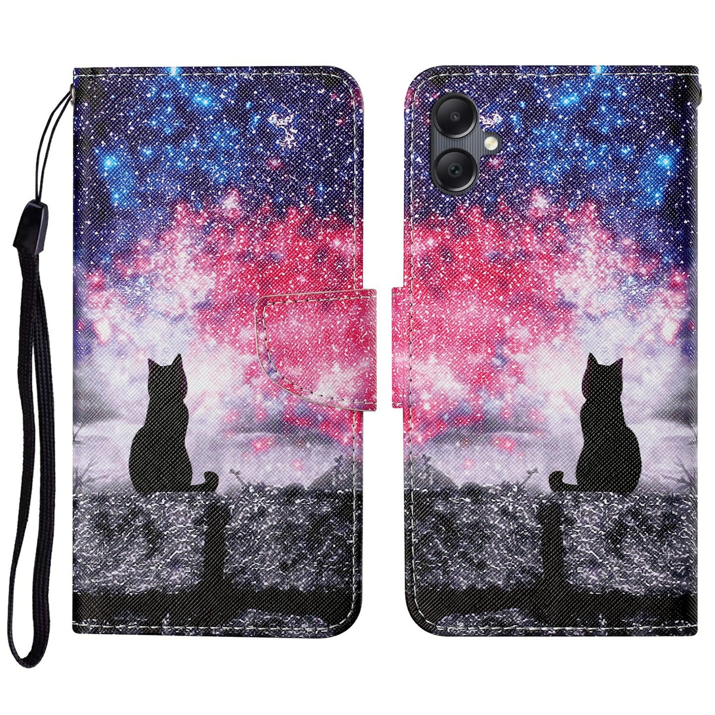 For Samsung Galaxy A06 Case Pattern Printing Protective Leather Folio Phone Cover - Galaxy Cat