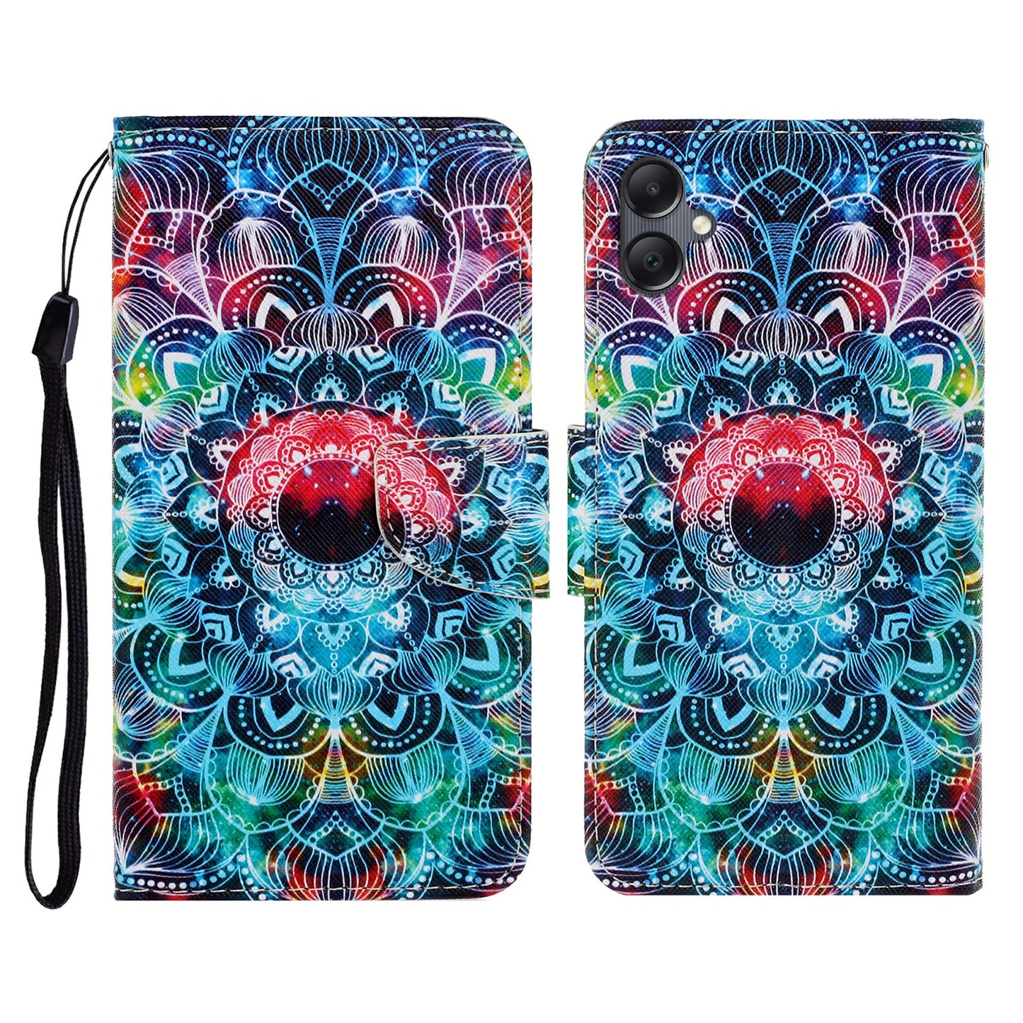 For Samsung Galaxy A06 Case Pattern Printing Protective Leather Folio Phone Cover - Mandala