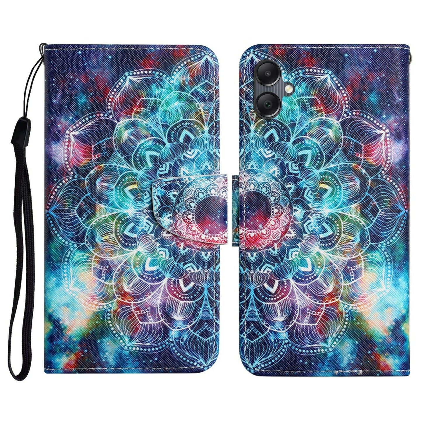 For Samsung Galaxy A06 Case Pattern Printing Protective Leather Folio Phone Cover - Galaxy Mandala