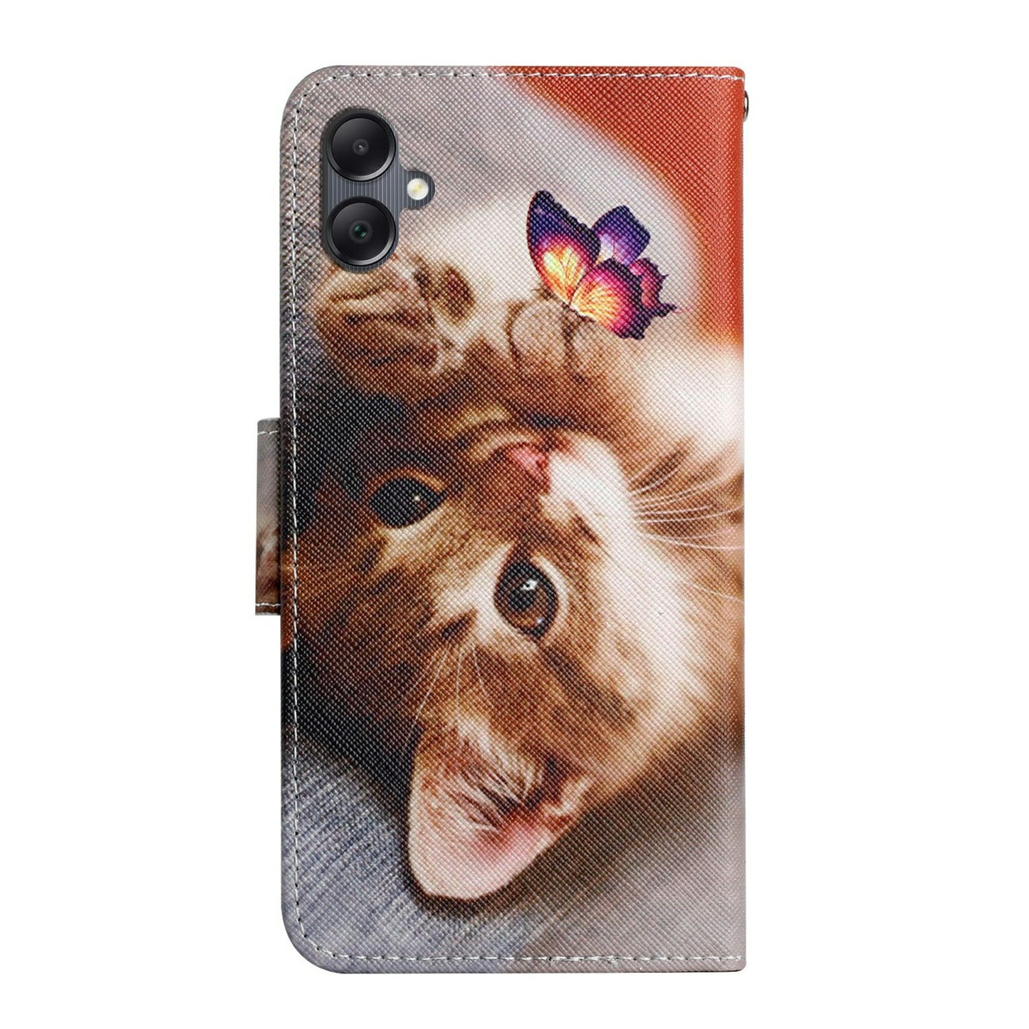 For Samsung Galaxy A06 Case Pattern Printing Protective Leather Folio Phone Cover - Butterfly Cat
