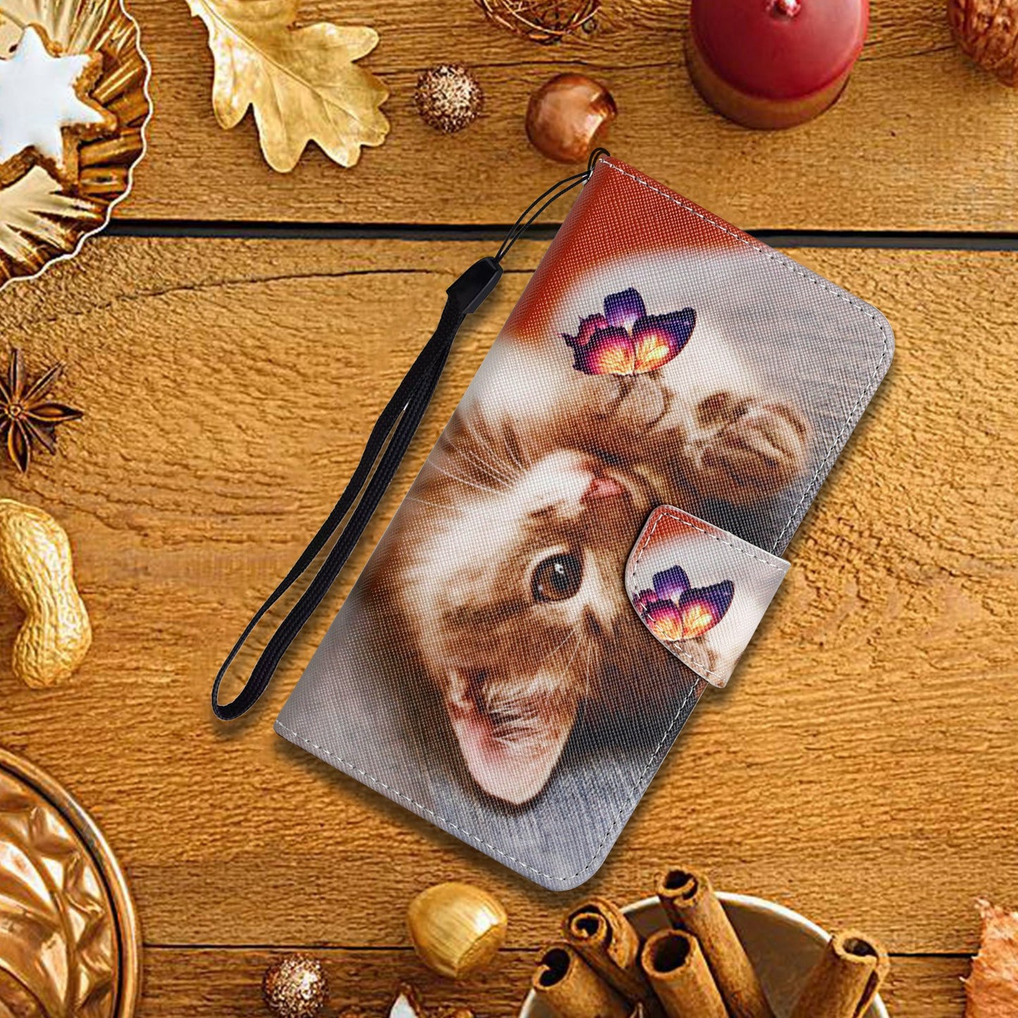 For Samsung Galaxy A06 Case Pattern Printing Protective Leather Folio Phone Cover - Butterfly Cat