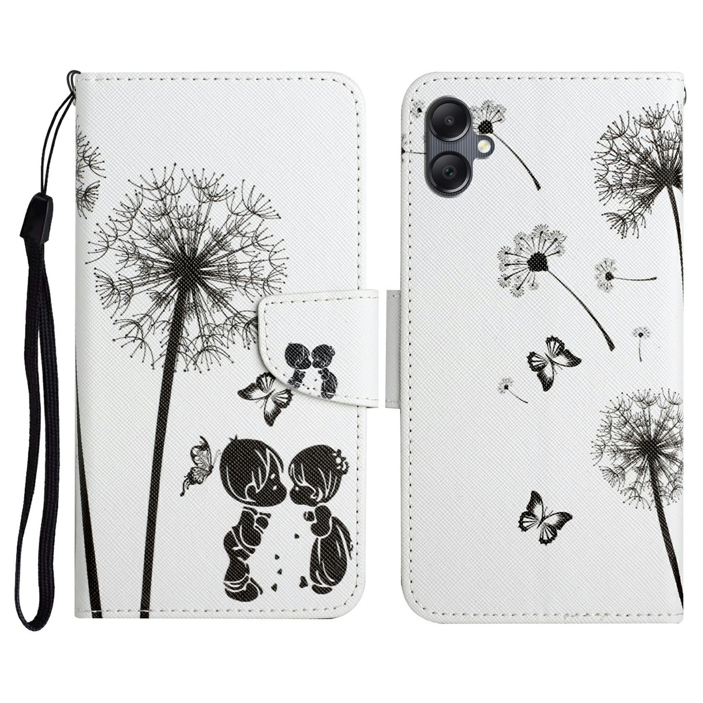 For Samsung Galaxy A06 Case Pattern Printing Protective Leather Folio Phone Cover - Dandelion