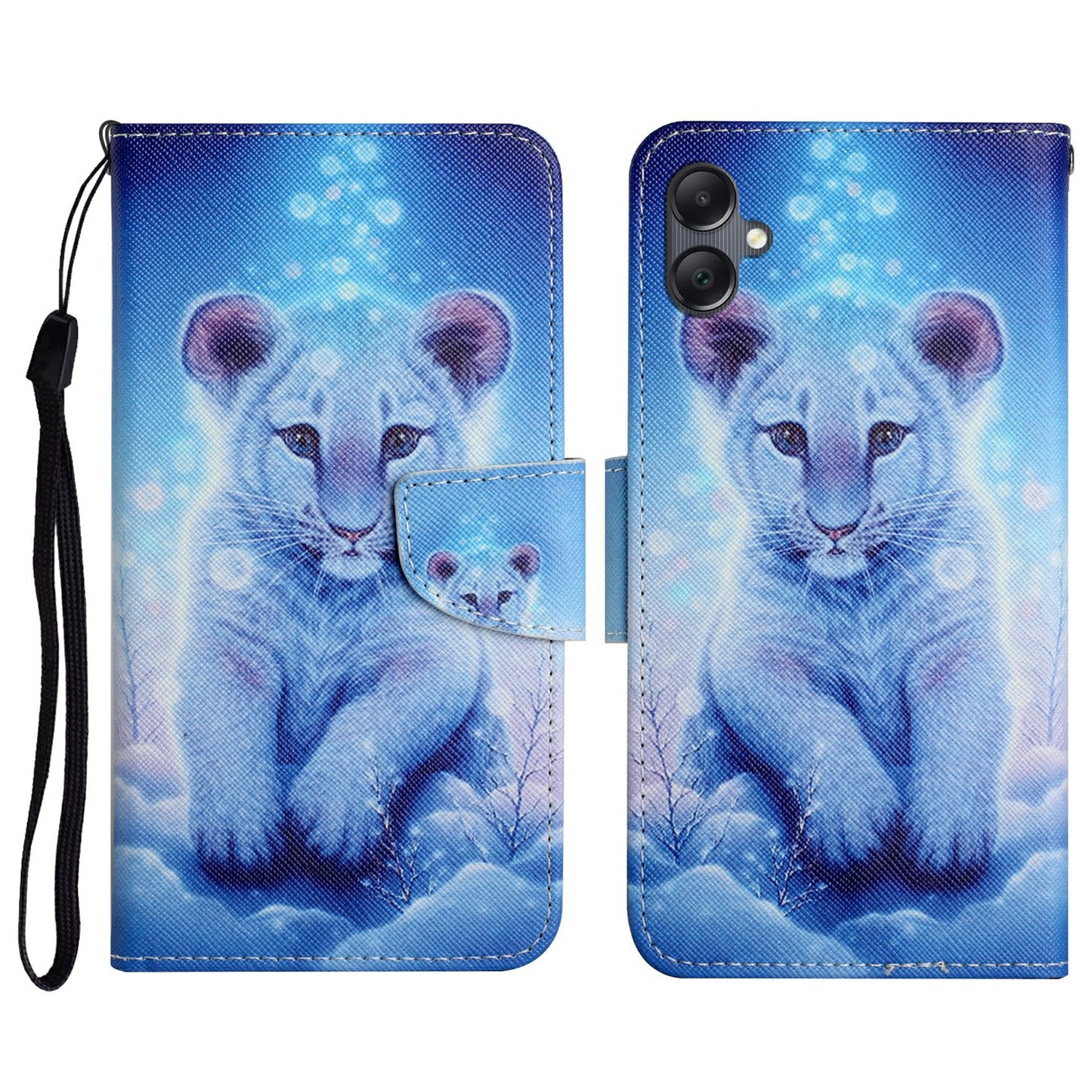 For Samsung Galaxy A06 Case Pattern Printing Protective Leather Folio Phone Cover - Little Leopard