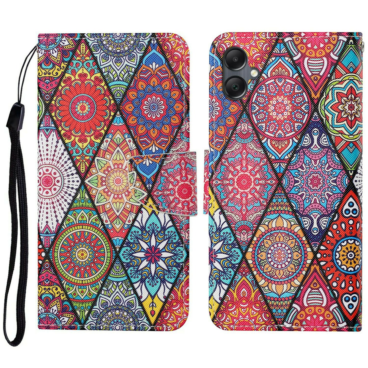 For Samsung Galaxy A06 Case Pattern Printing Protective Leather Folio Phone Cover - Rhombus Totem