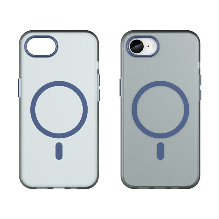 For iPhone 16e Case Compatible with MagSafe TPU + PC Slim Matte Translucent Phone Cover - Dark Blue