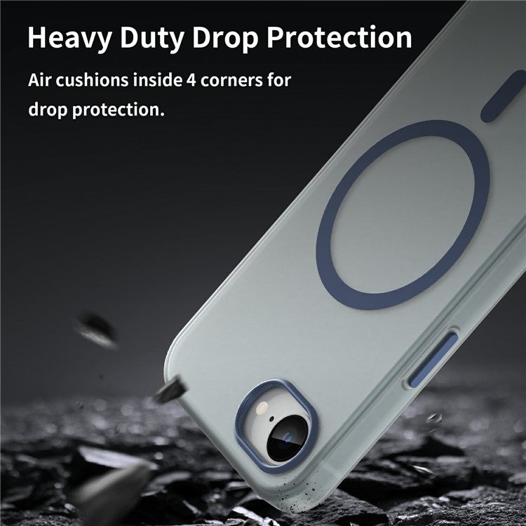 For iPhone 16e Case Compatible with MagSafe TPU + PC Slim Matte Translucent Phone Cover - Dark Blue