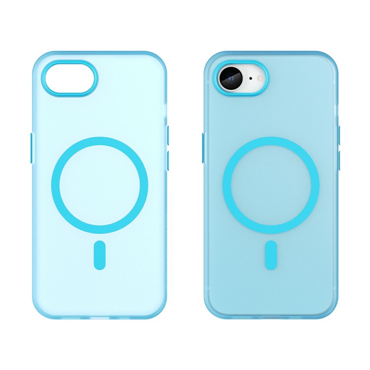 For iPhone 16e Case Compatible with MagSafe TPU + PC Slim Matte Translucent Phone Cover - Blue