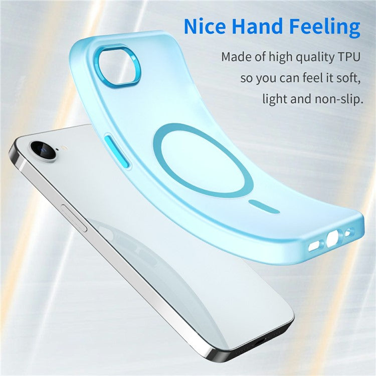 For iPhone 16e Case Compatible with MagSafe TPU + PC Slim Matte Translucent Phone Cover - Blue