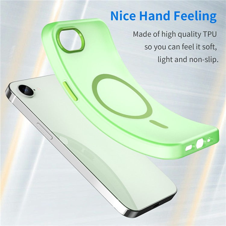 For iPhone 16e Case Compatible with MagSafe TPU + PC Slim Matte Translucent Phone Cover - Green