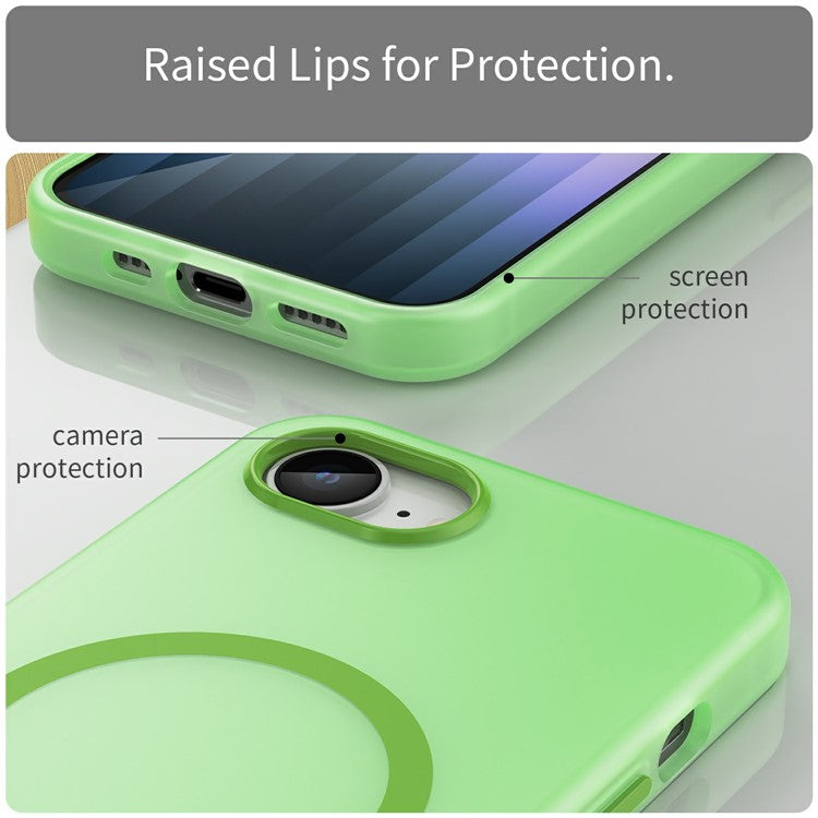 For iPhone 16e Case Compatible with MagSafe TPU + PC Slim Matte Translucent Phone Cover - Green